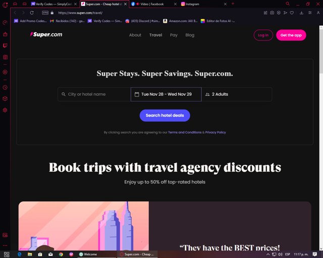 Super Travel checkout page showing Super Travel promo code box | Screenshot taken by SimplyCodes community member on Nov 29, 2023