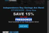 FREEDOM25 coupon verification screenshot