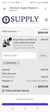 SUPPLY10 coupon verification screenshot