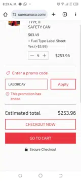 LABORDAY coupon verification screenshot