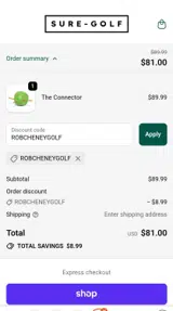 Sure-Golf coupon verification screenshot