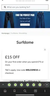 WELCOME15 coupon verification screenshot