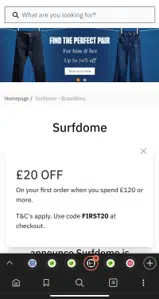 FIRST20 coupon verification screenshot