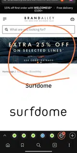 Extra25 coupon verification screenshot