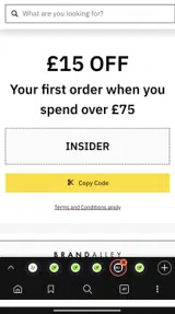 INSIDER coupon verification screenshot