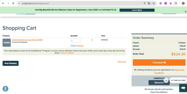 Surgent Accounting & Financial Education checkout page showing Surgent Accounting & Financial Education promo code box | Screenshot taken by SimplyCodes community member on Jul 24, 2025