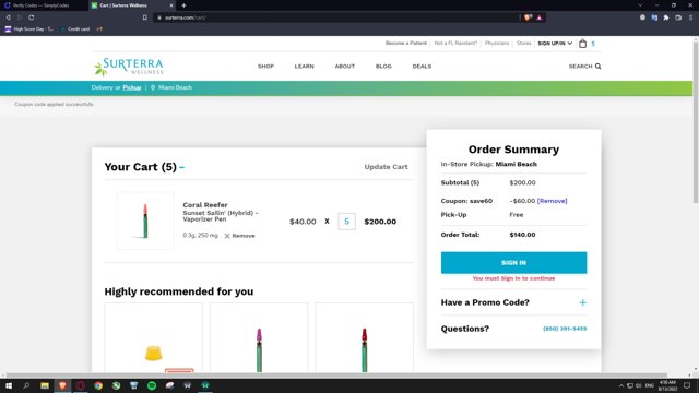 Surterra checkout page showing Surterra promo code box | Screenshot taken by SimplyCodes community member on Aug 13, 2022