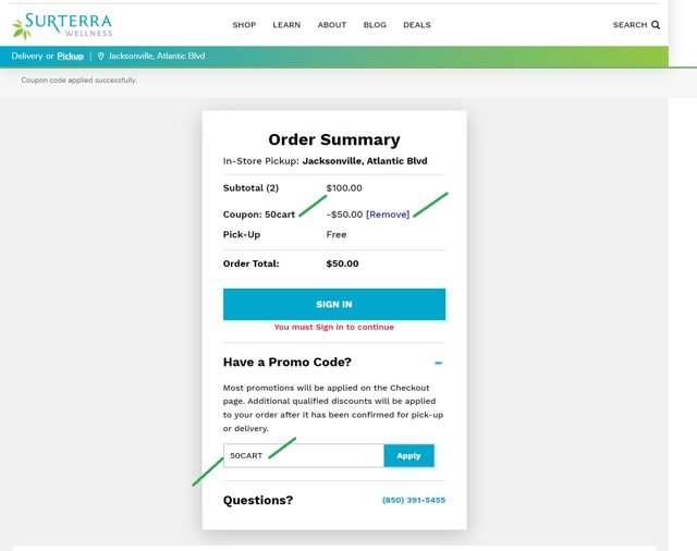 Surterra checkout page showing Surterra promo code box | Screenshot taken by SimplyCodes community member on Aug 22, 2022