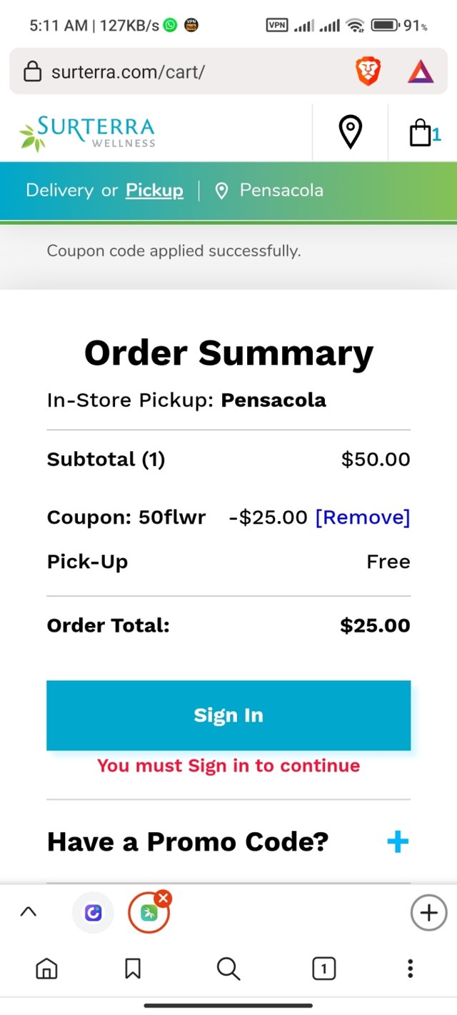 Surterra checkout page showing Surterra promo code box | Screenshot taken by SimplyCodes community member on Aug 16, 2022