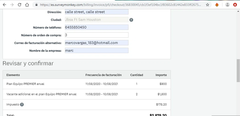SurveyMonkey checkout page showing SurveyMonkey promo code box | Screenshot taken by SimplyCodes community member on Aug 11, 2020
