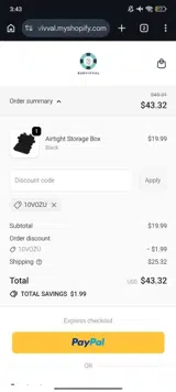 10VOZU coupon verification screenshot