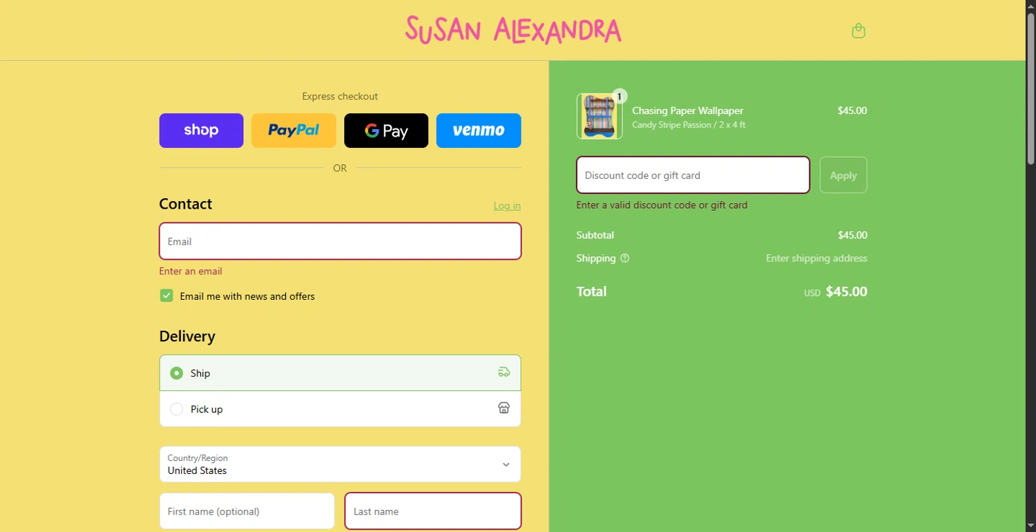 Susan Alexandra discount code screenshot showing code SPRING20 applied at Susan Alexandra checkout page. Uploaded by SimplyCodes community member CodeFinder699 on Aug 28, 2025
