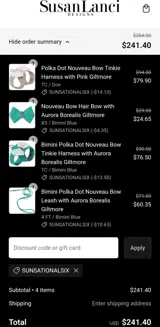 Susan Lanci Designs coupon verification screenshot