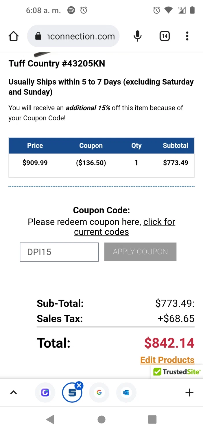 Suspension Connection checkout page showing Suspension Connection promo code box | Screenshot taken by SimplyCodes community member on Oct 18, 2022