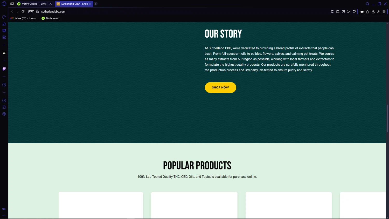 Sutherland CBD checkout page showing Sutherland CBD promo code box | Screenshot taken by SimplyCodes community member on May 19, 2025