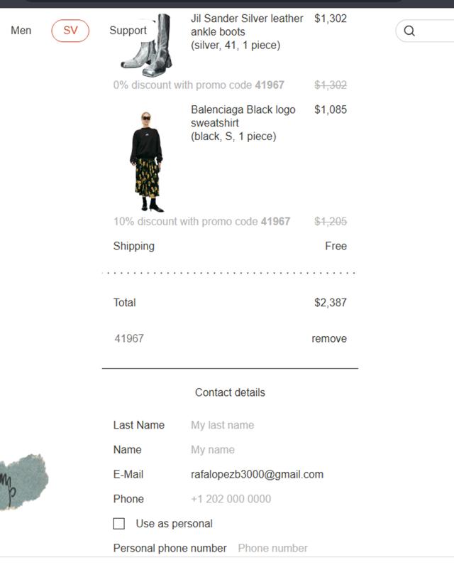 Sv77 checkout page showing Sv77 promo code box | Screenshot taken by SimplyCodes community member on Mar 21, 2025