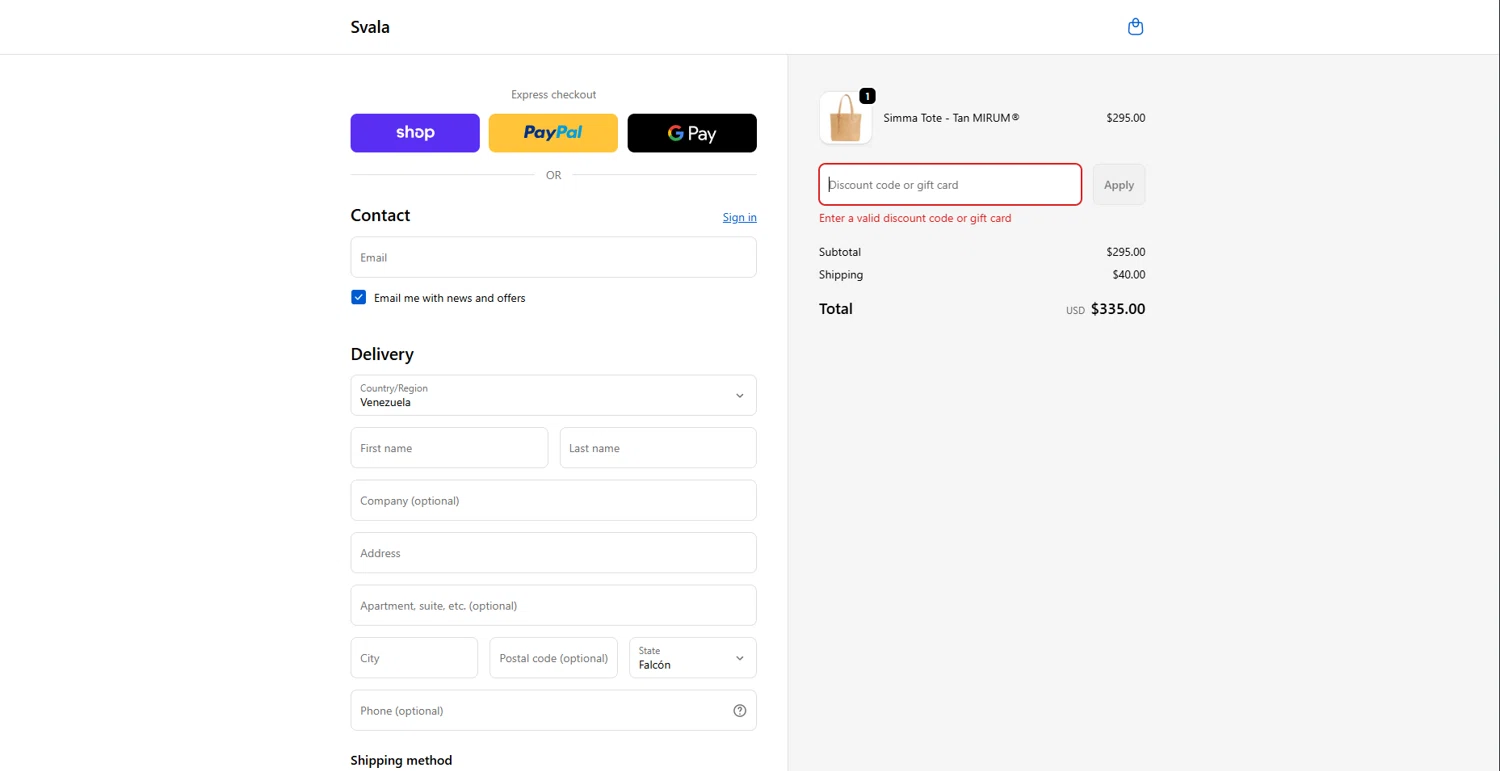 Svala promo code screenshot showing code SVALAHOLIDAY15 applied at Svala checkout page. Uploaded by SimplyCodes community member JAKEELDOG on Dec 11, 2025