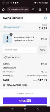 10POFF24 coupon verification screenshot