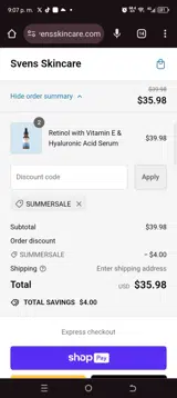Summersale coupon verification screenshot
