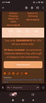 SWANMOM10 coupon verification screenshot