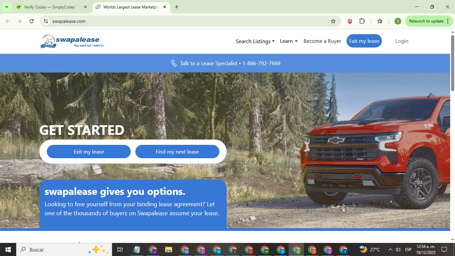Swapalease promo code screenshot showing code MDAYS25 applied at Swapalease checkout page. Uploaded by SimplyCodes community member ValiantMaestro6680 on Dec 18, 2025