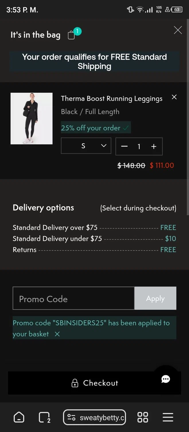 where to use Sweaty Betty promo code box