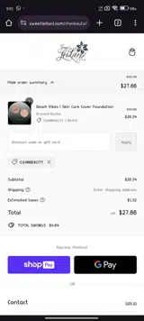CLEANBEAUTY coupon verification screenshot