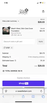 STEF coupon verification screenshot