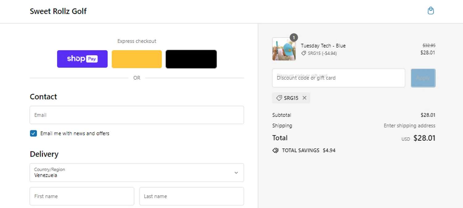 how to use Sweetrollz Golf coupons