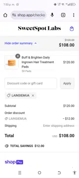 Lainsiemua coupon verification screenshot