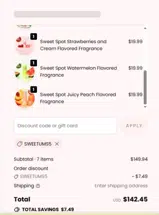 SWEETUMS5 coupon verification screenshot