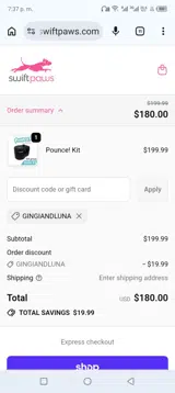 Gingiandluna coupon verification screenshot