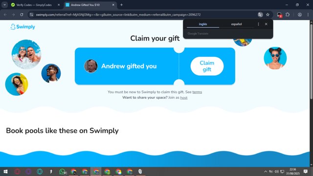 Swimply checkout page showing Swimply promo code box | Screenshot taken by SimplyCodes community member on Sep 1, 2025