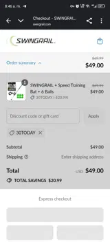 30TODAY coupon verification screenshot
