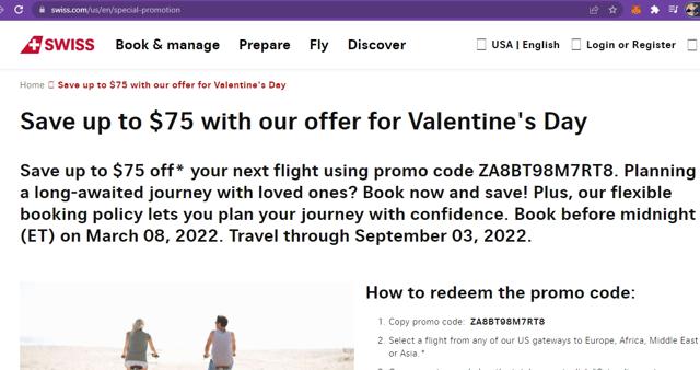 SWISS checkout page showing SWISS promo code box | Screenshot taken by SimplyCodes community member on Feb 3, 2022