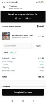 Swiss Tides coupon verification screenshot