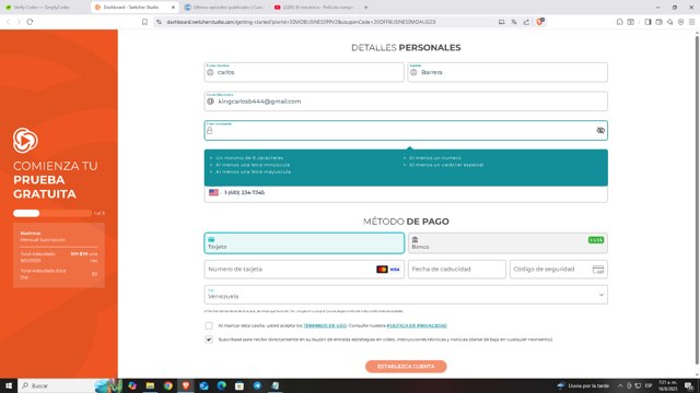 Switcher Studio checkout page showing Switcher Studio promo code box | Screenshot taken by SimplyCodes community member on Aug 18, 2025