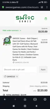 Games10 coupon verification screenshot