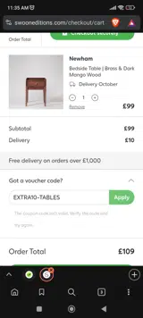EXTRA10-TABLES coupon verification screenshot