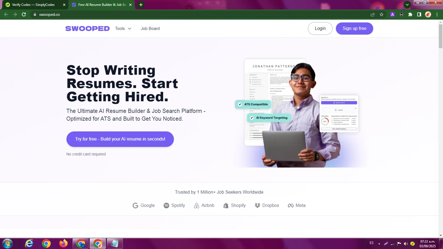 Swooped promo code screenshot showing code TRY20 applied at Swooped checkout page. Uploaded by SimplyCodes community member LegendaryBoss7060 on Sep 3, 2025