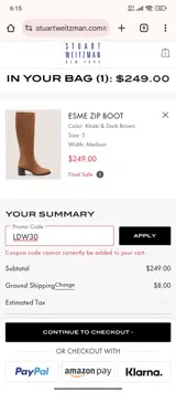 LDW30 coupon verification screenshot