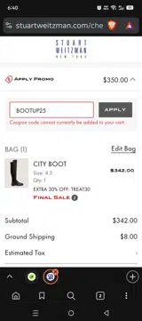 BOOTUP25 coupon verification screenshot