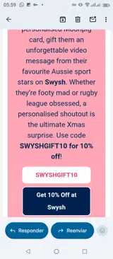 SWYSHGIFT10 coupon verification screenshot