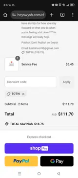 TOTW coupon verification screenshot