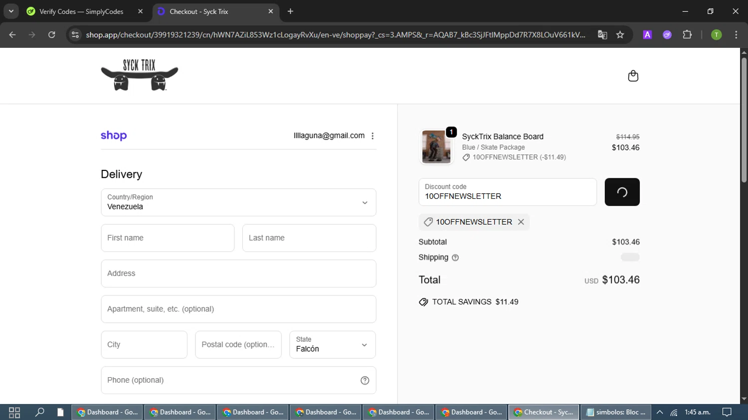 Syck Trix checkout page showing Syck Trix discount code box | Screenshot taken by SimplyCodes community member on Jan 3, 2026