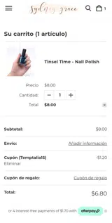 Sydney Grace coupon verification screenshot
