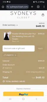 ENJOY10 coupon verification screenshot