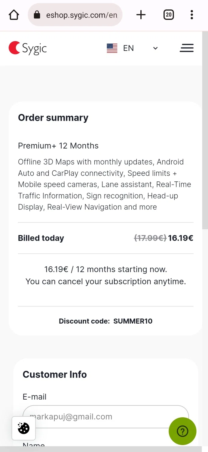 where to use Sygic promo code box