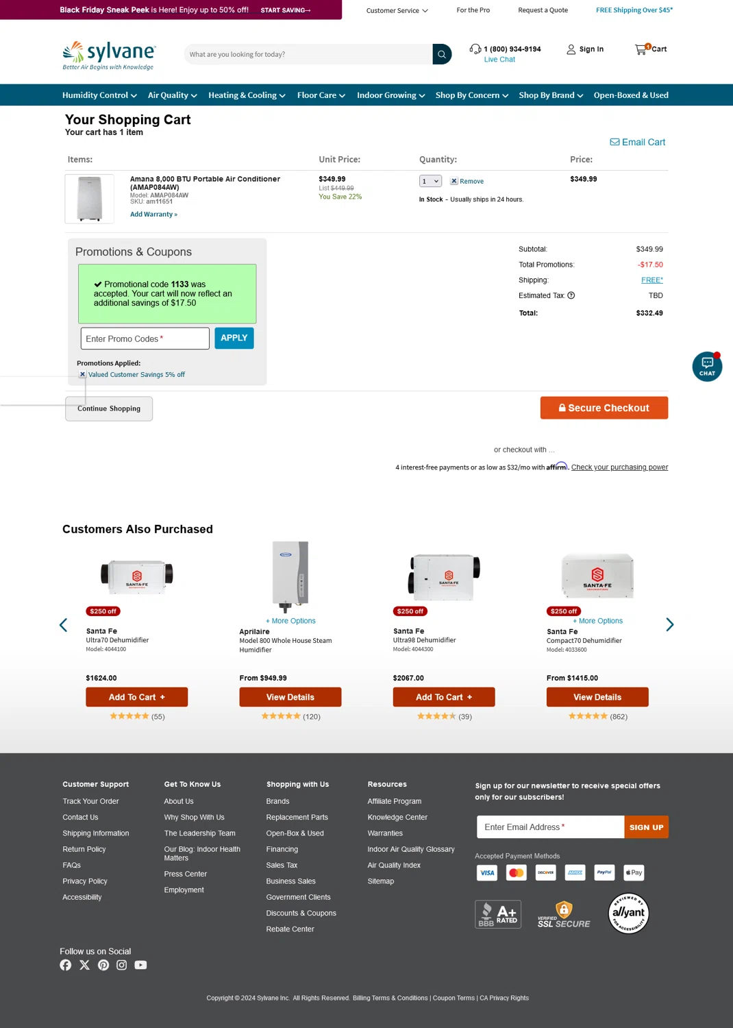 where to use Sylvane promo code box