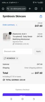 WOMEN30 coupon verification screenshot